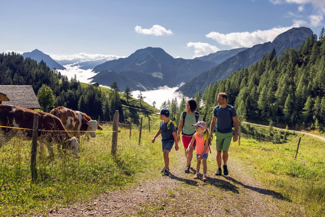 Familie beim Wandern in den Bergen